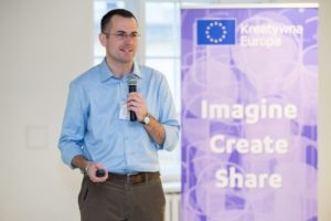 Marcin Skrabka podczas spotkania Kreatywna Europa